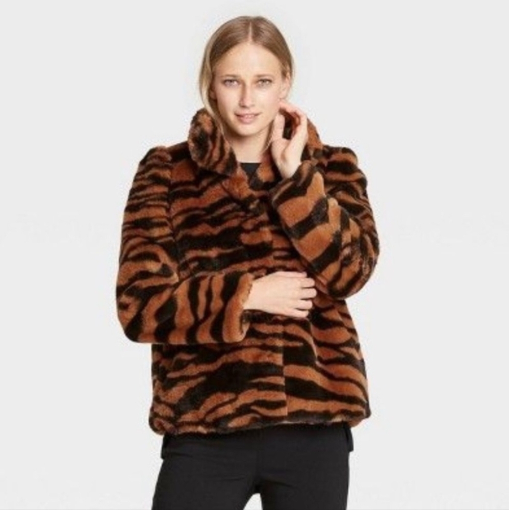 Faux Fur Jacket, Tiger Print
